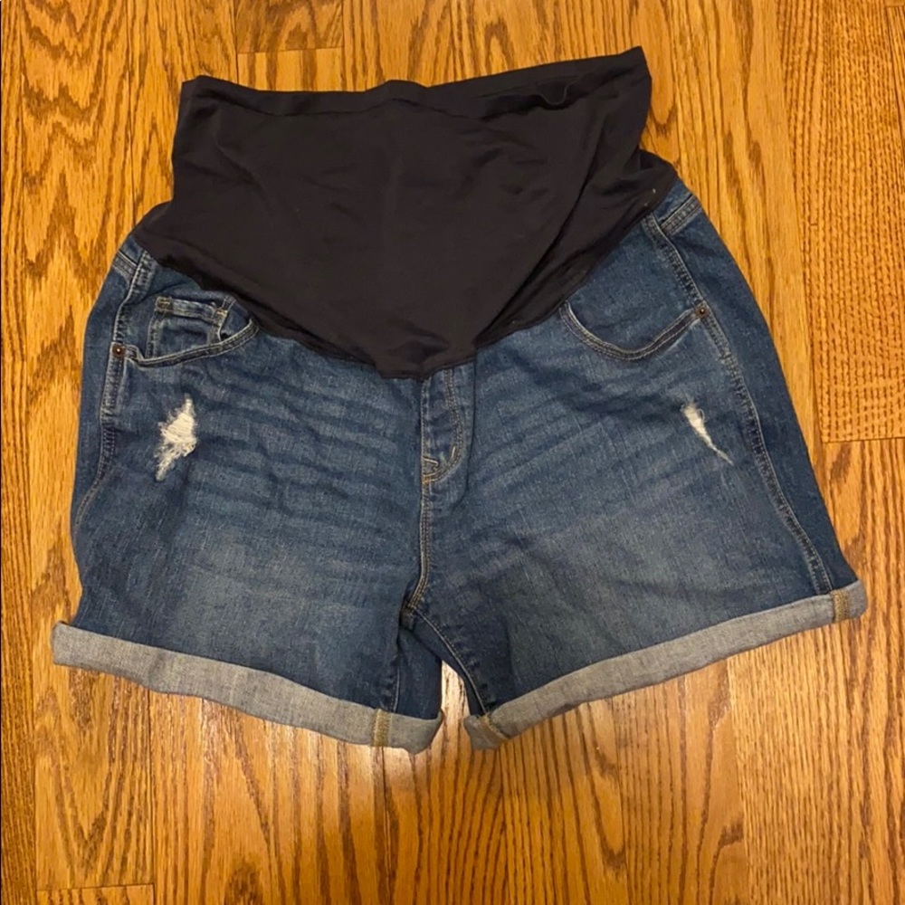Maternity denim shorts